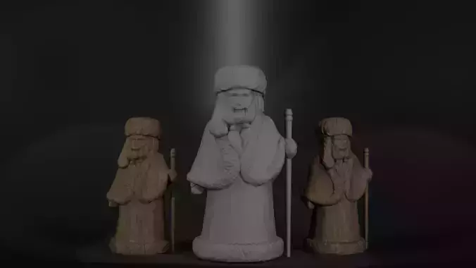 Father Frost in carved wood style 3D print model