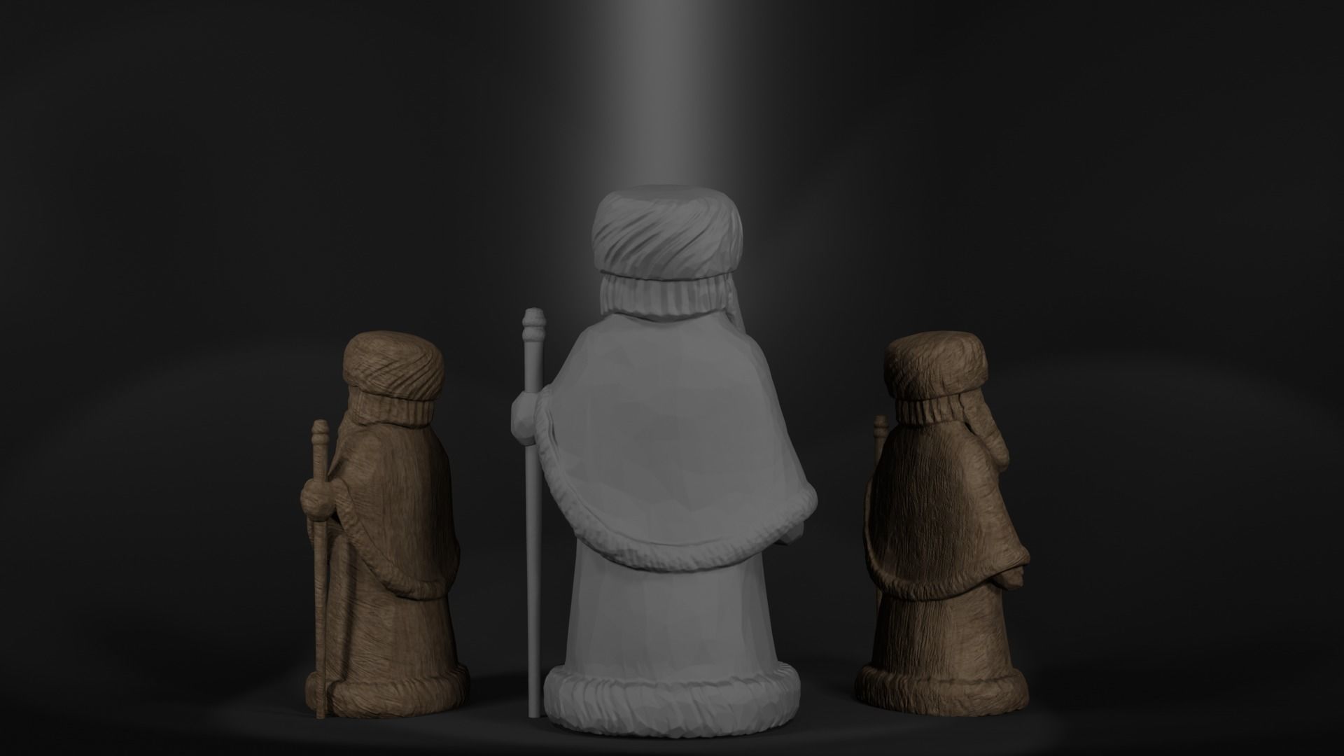 Father Frost in carved wood style 3D print model_3