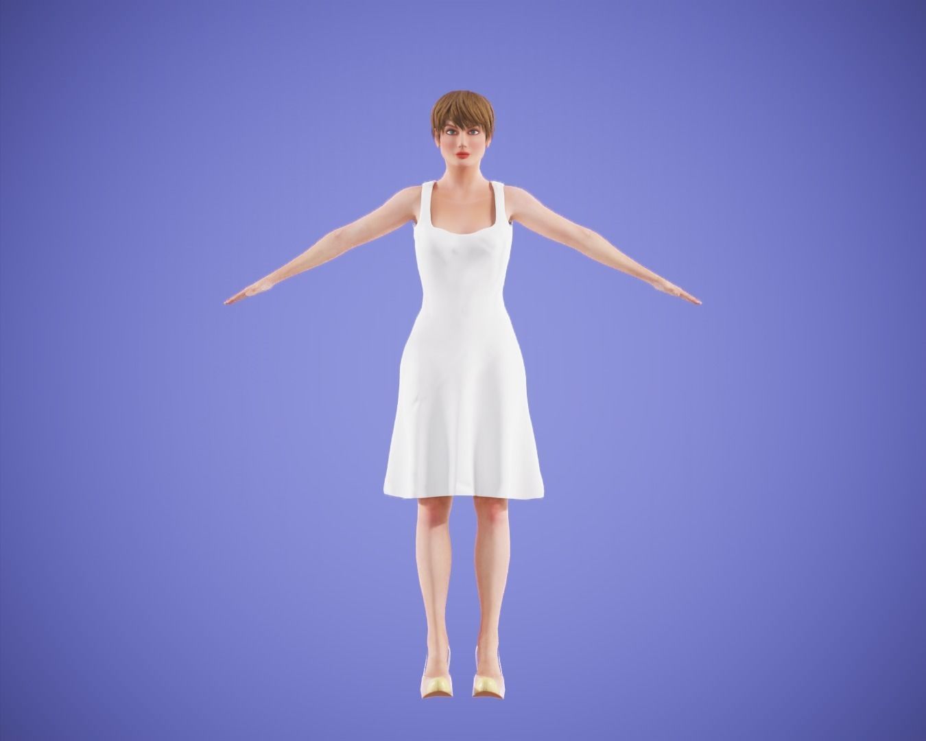 game girl rigged Low-poly 3D model_5