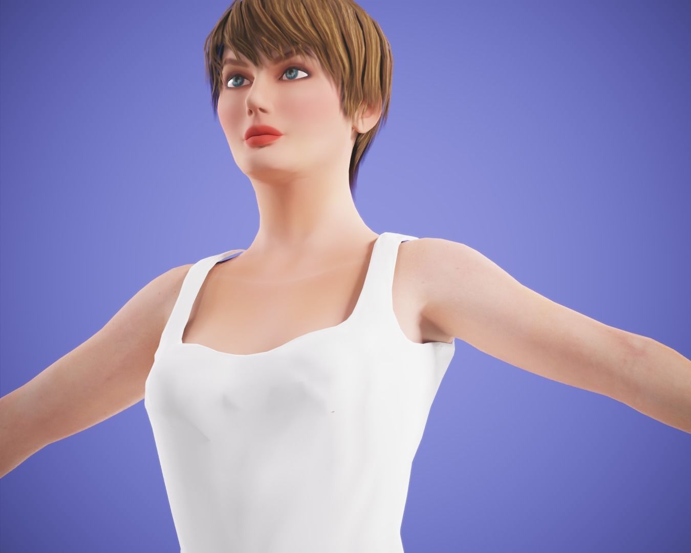 game girl rigged Low-poly 3D model_4