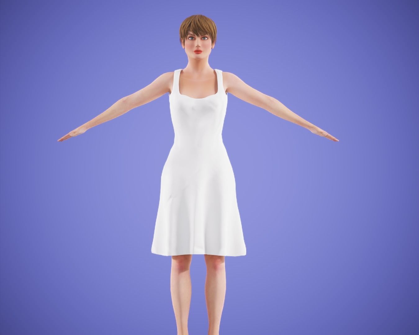 game girl rigged Low-poly 3D model_1