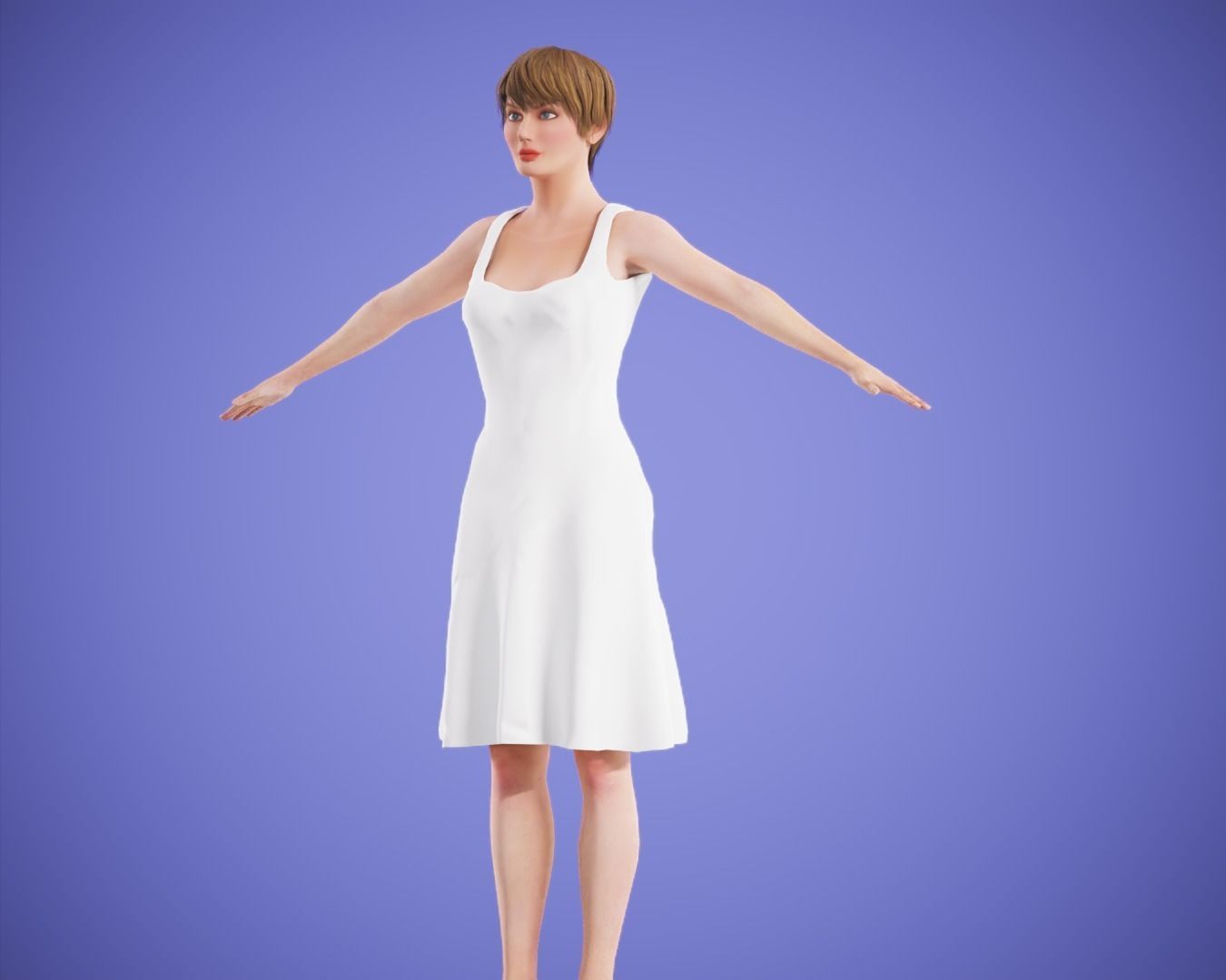 game girl rigged Low-poly 3D model_2