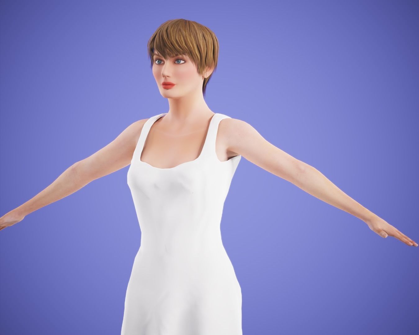 game girl rigged Low-poly 3D model_7