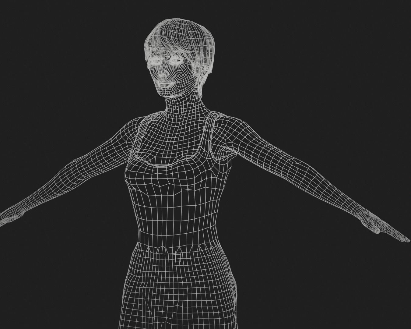 game girl rigged Low-poly 3D model_11