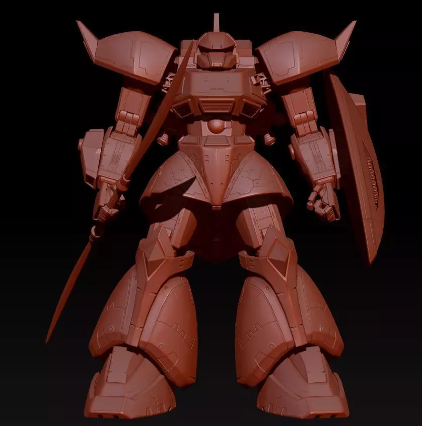 GELGOOG robot holding sword and shield 3D print model_0