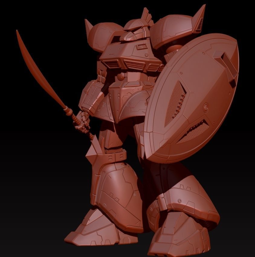 GELGOOG robot holding sword and shield 3D print model_1
