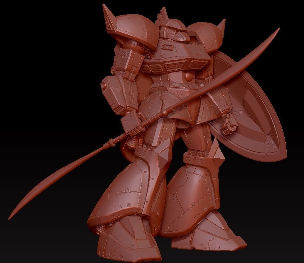 GELGOOG robot holding sword and shield 3D print model_3
