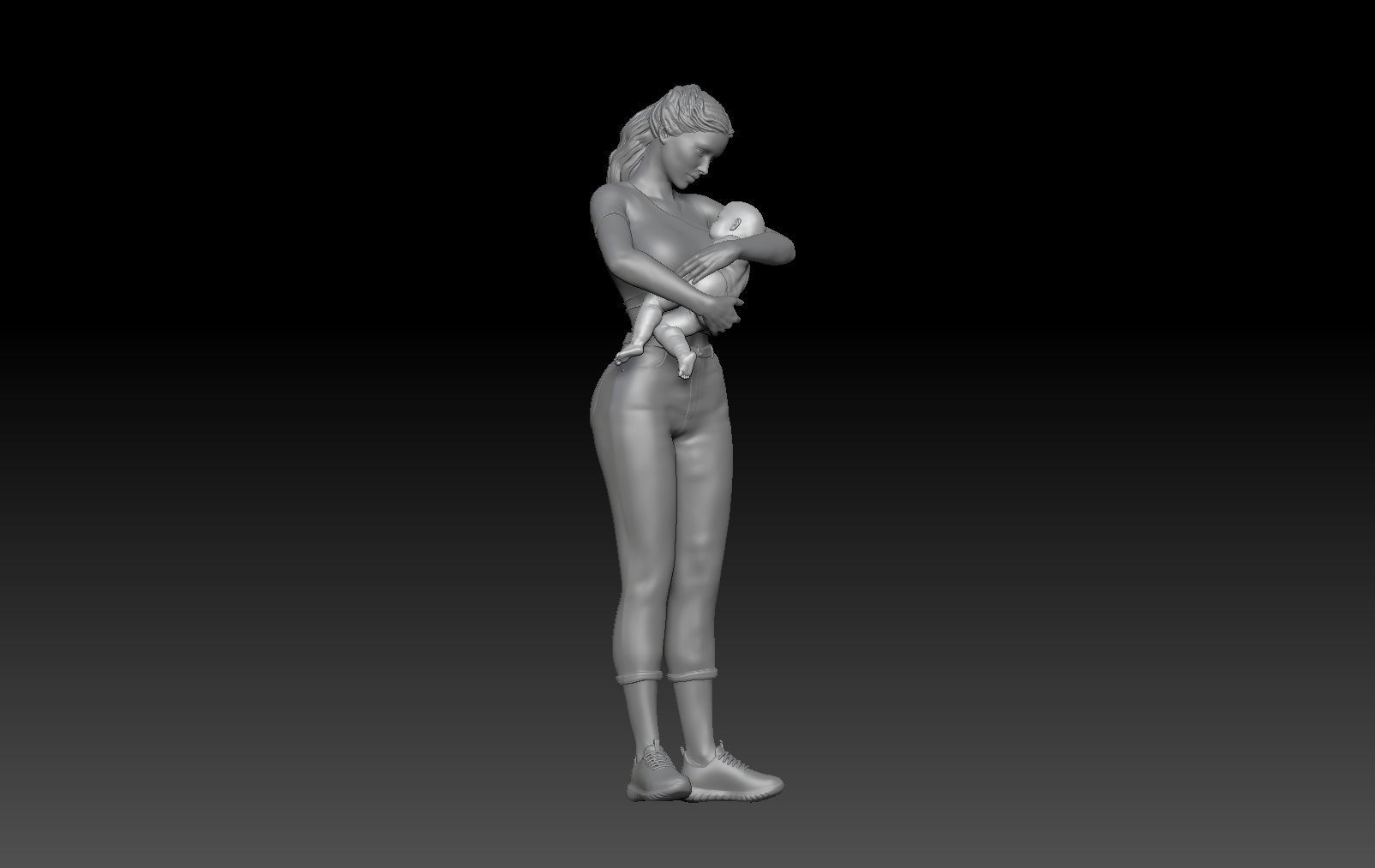 MOMMY AND NEWBORN BABY 3D print model_5