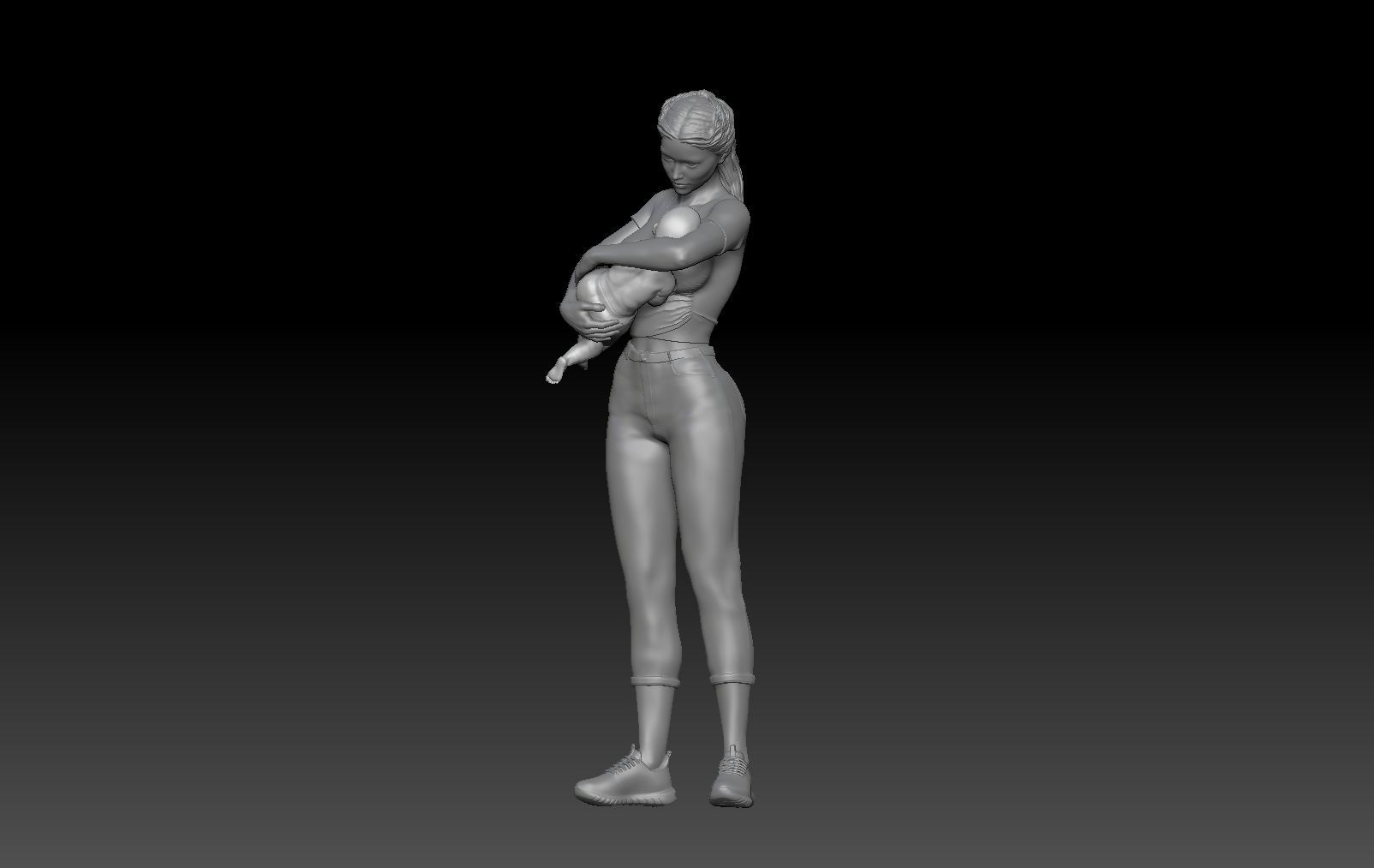 MOMMY AND NEWBORN BABY 3D print model_1