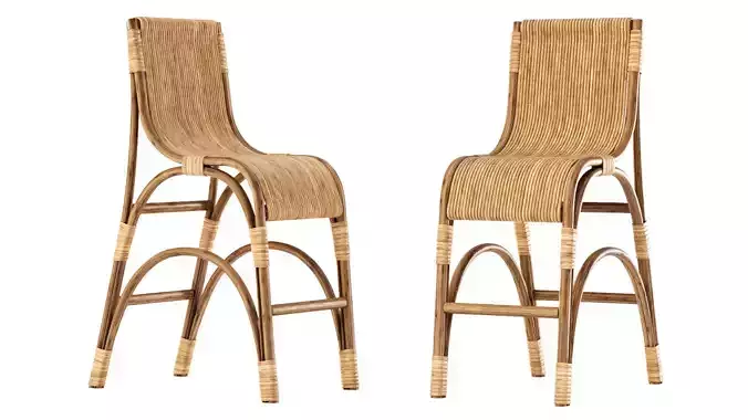 Elli Rattan Bar Stool With Backrest 