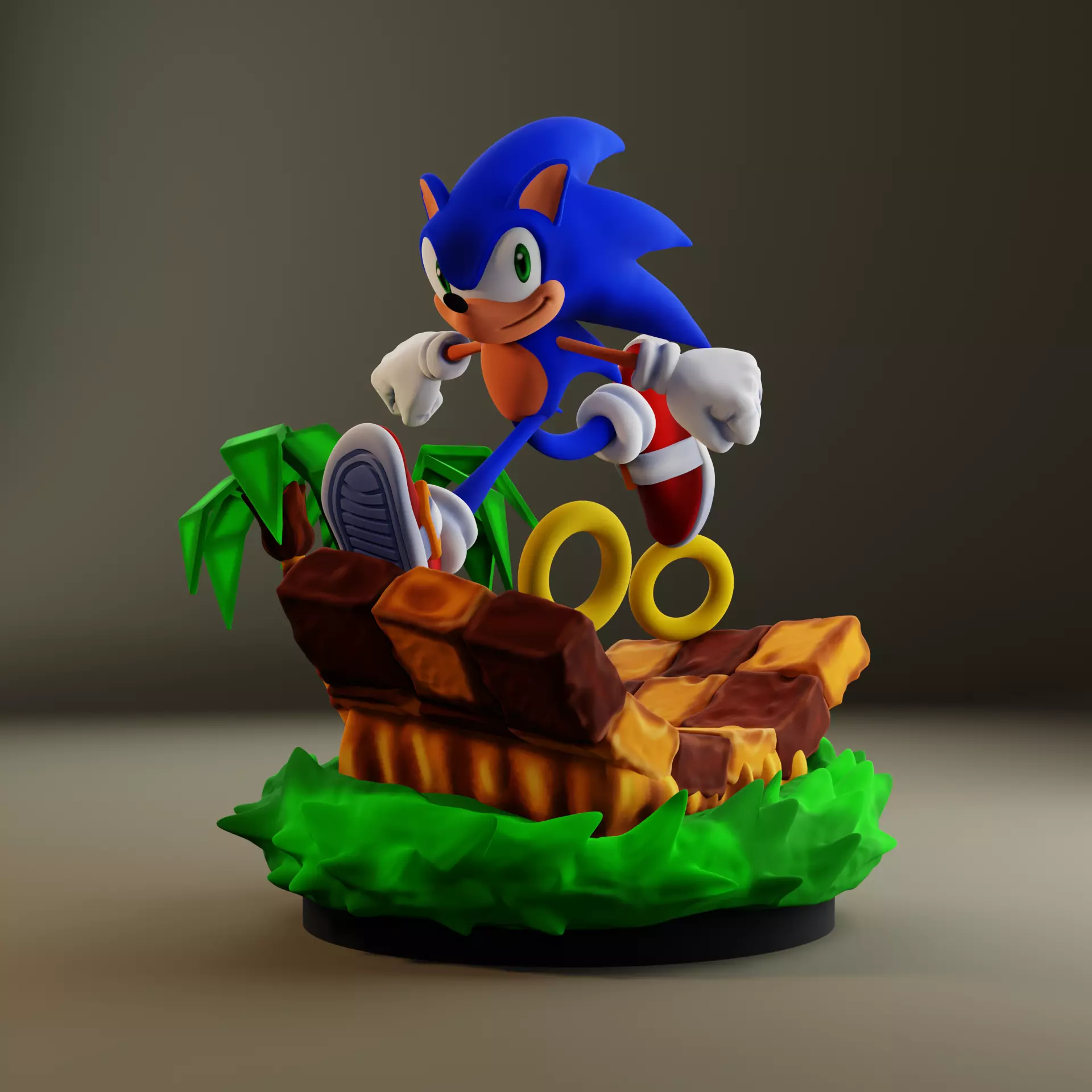Sonic Green Hill Statue 3D print model_0