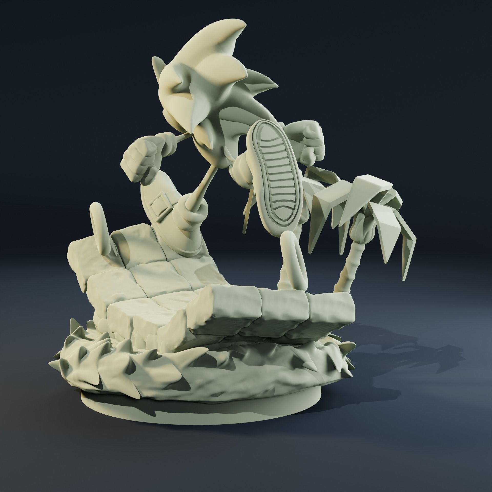 Sonic Green Hill Statue 3D print model_10