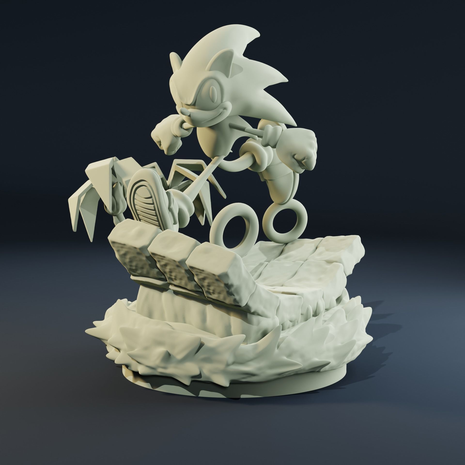Sonic Green Hill Statue 3D print model_8