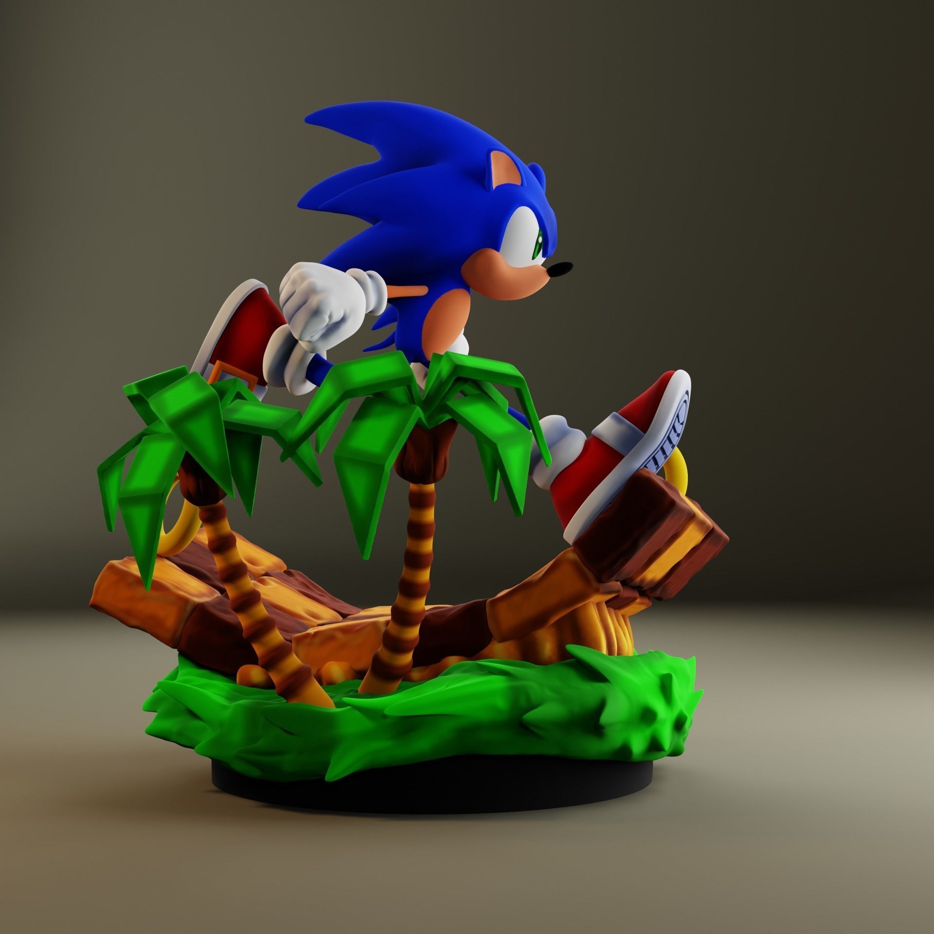Sonic Green Hill Statue 3D print model_4