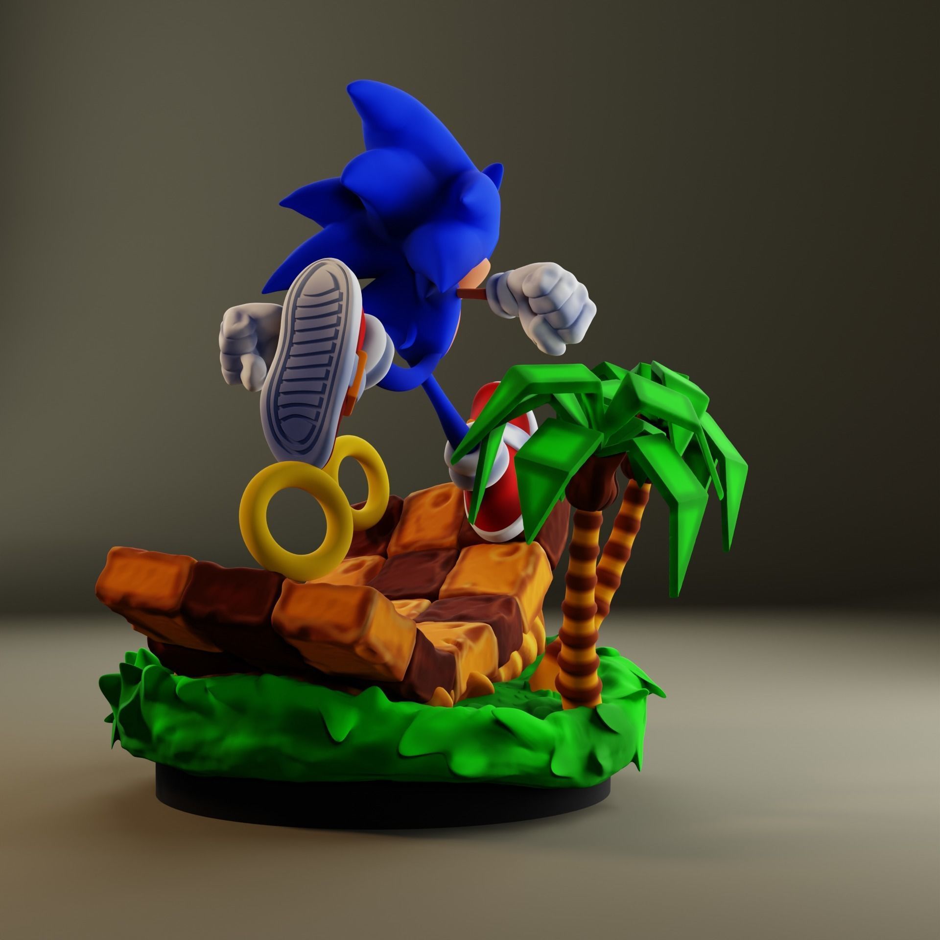 Sonic Green Hill Statue 3D print model_3