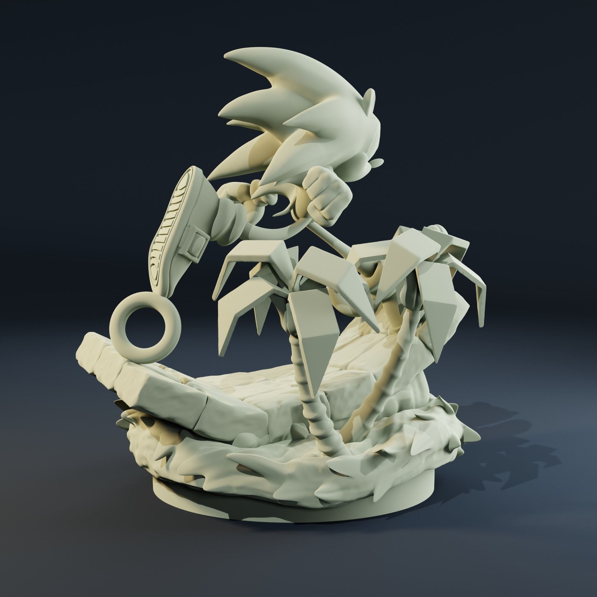 Sonic Green Hill Statue 3D print model_11