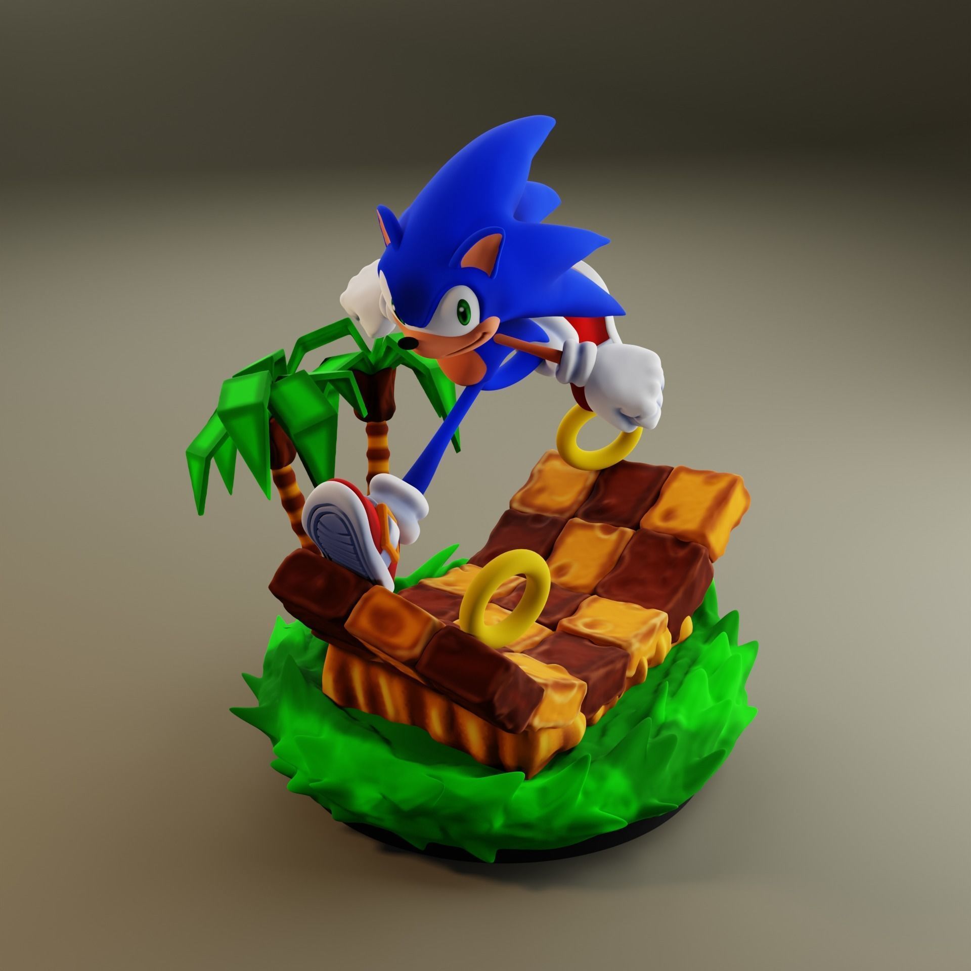Sonic Green Hill Statue 3D print model_6
