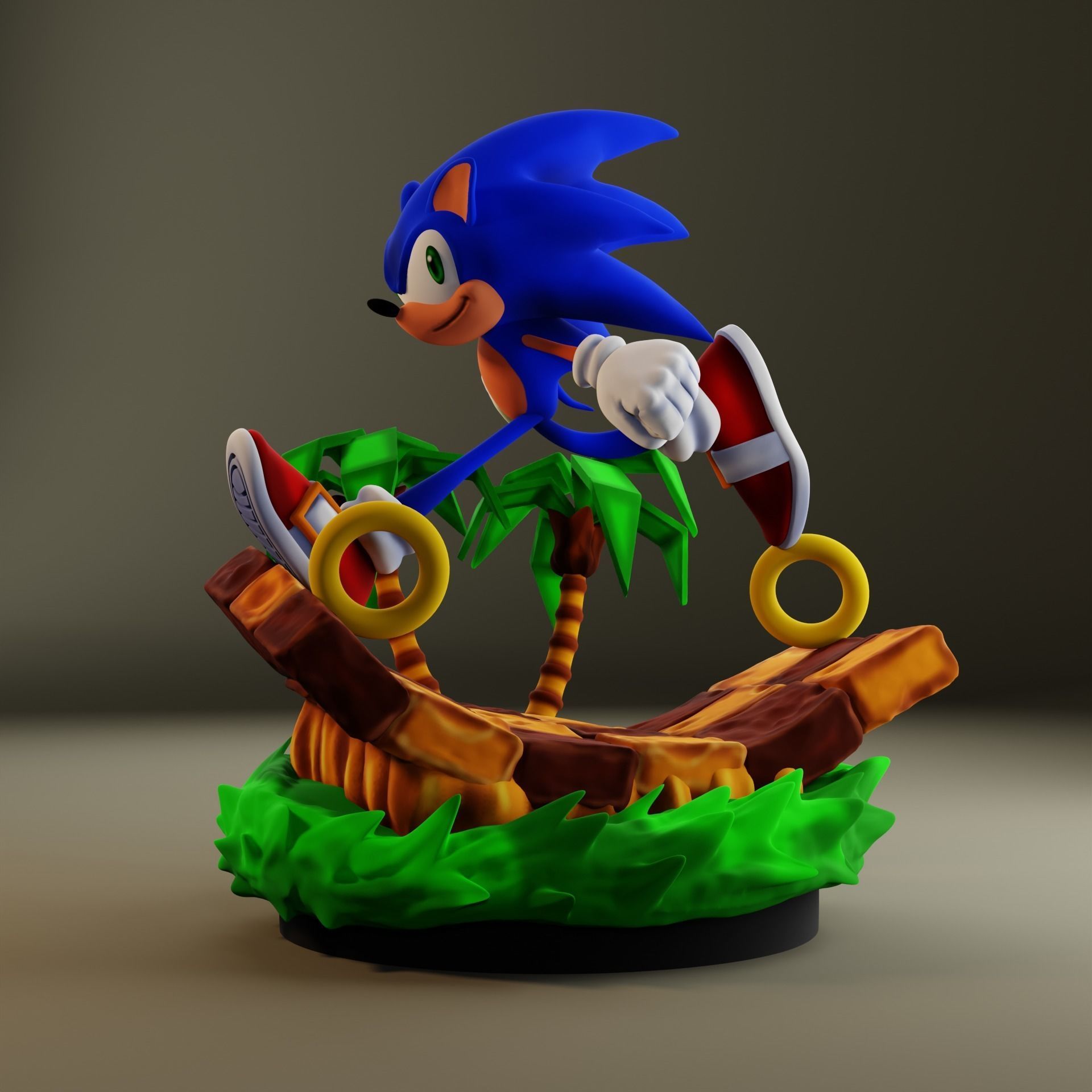 Sonic Green Hill Statue 3D print model_1