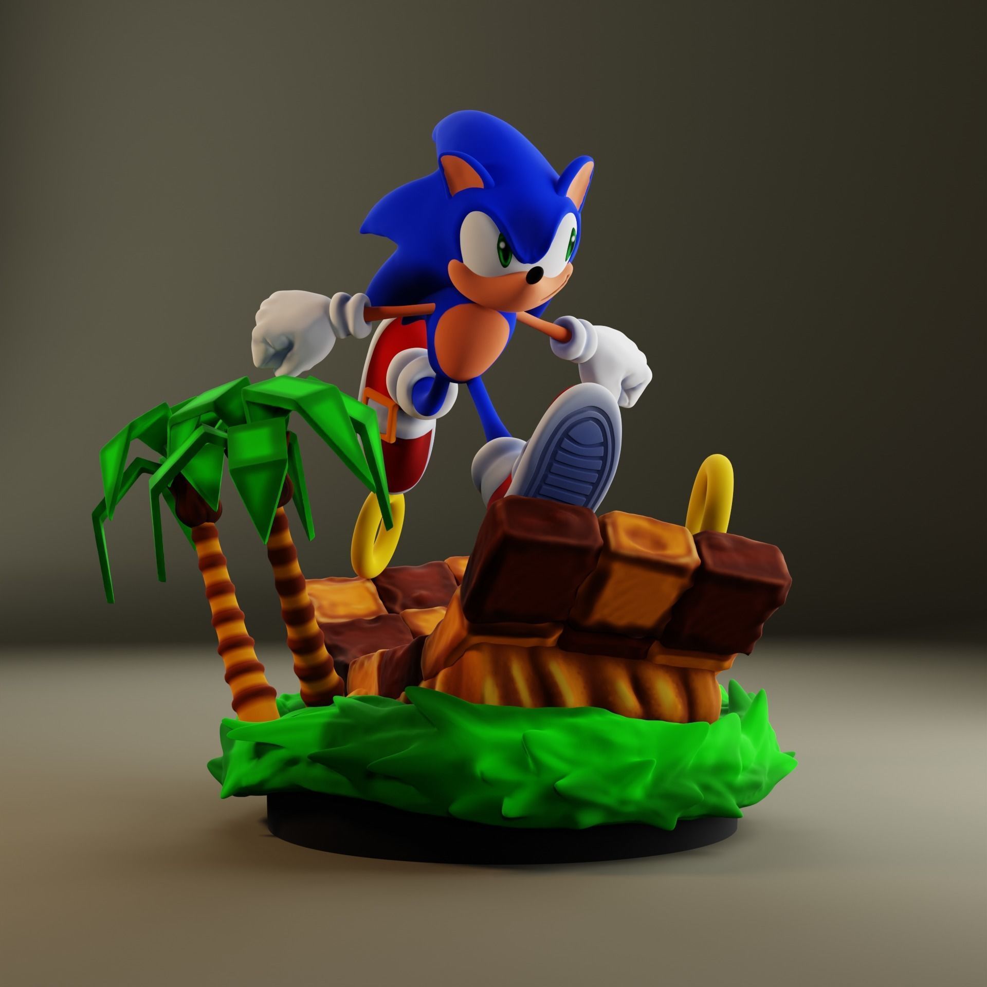 Sonic Green Hill Statue 3D print model_5