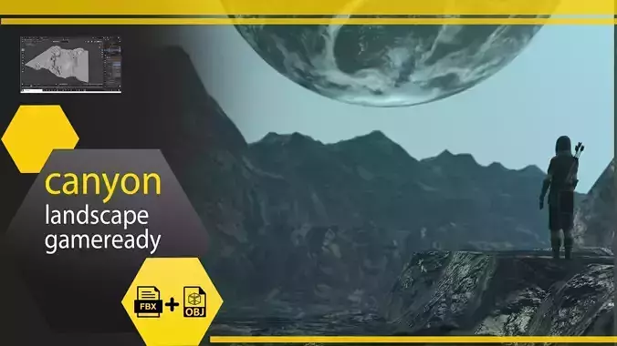 canyon landscape gameready Low-poly 3D model