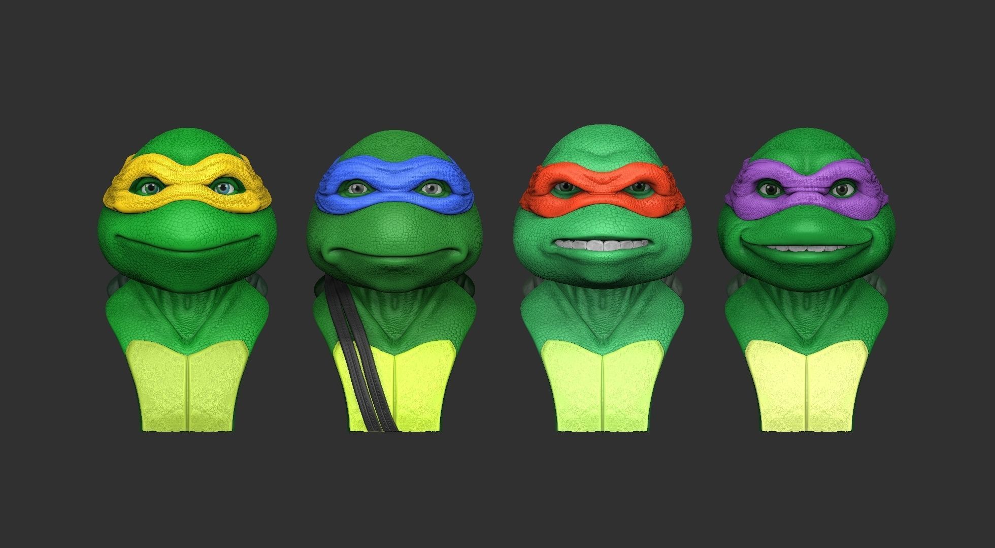 TURTLES 1990 BUSTS FOR 3D PRINT STL 3D print model_10