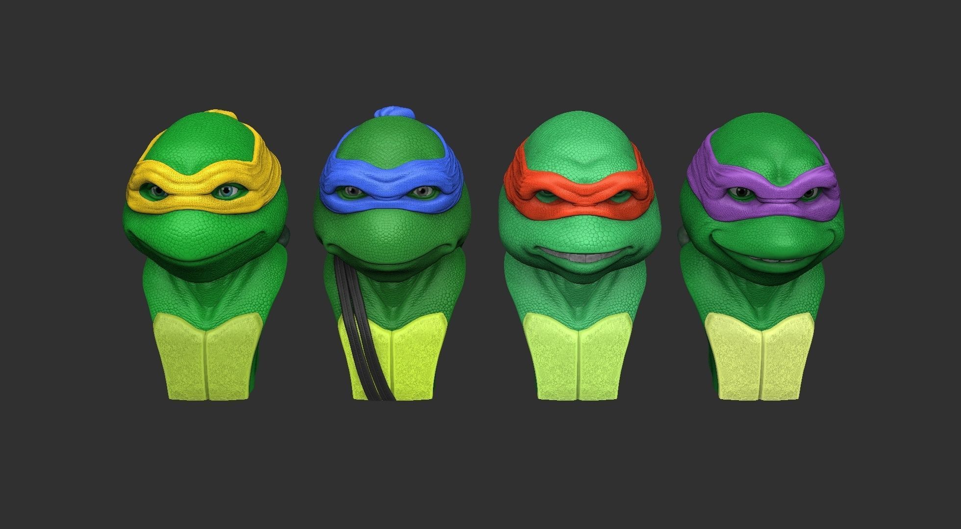 TURTLES 1990 BUSTS FOR 3D PRINT STL 3D print model_12