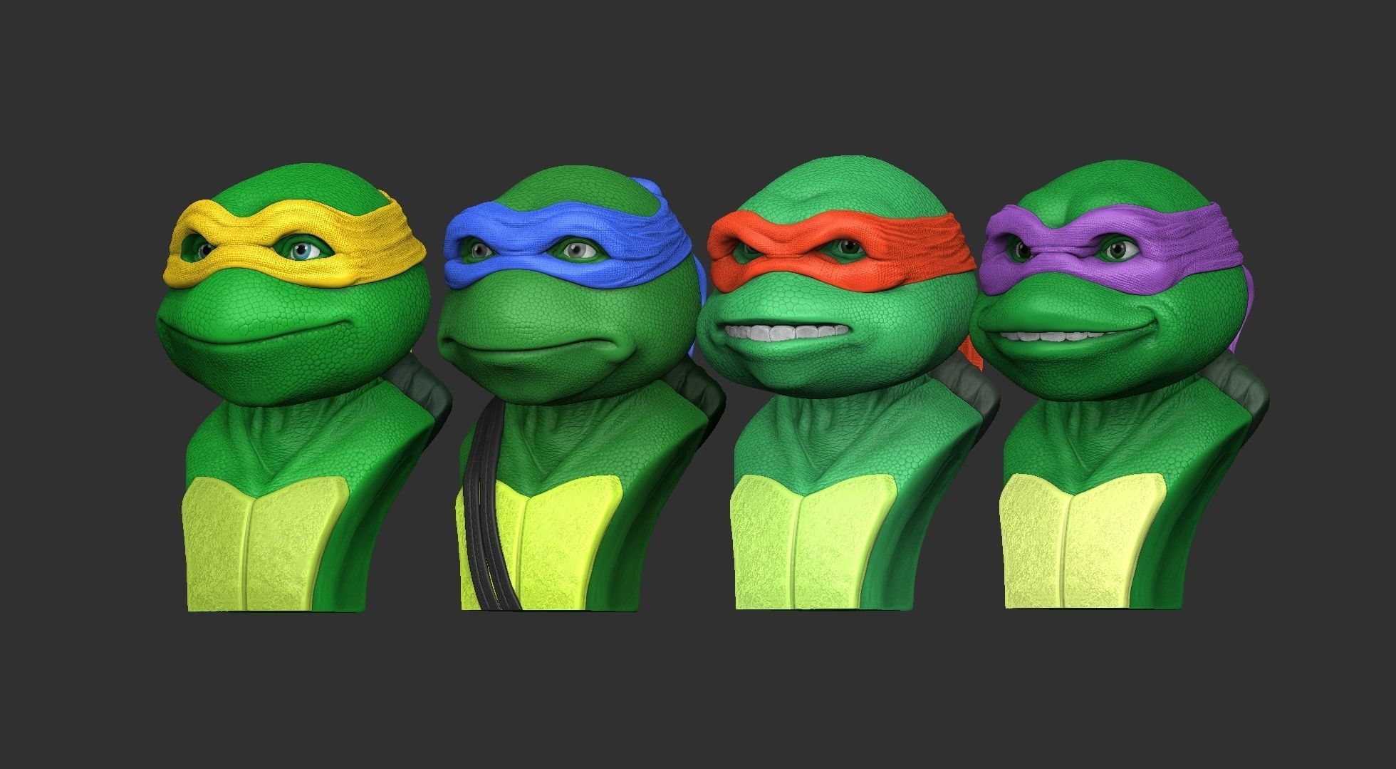 TURTLES 1990 BUSTS FOR 3D PRINT STL 3D print model_11