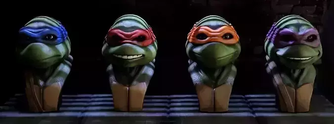 TURTLES 1990 BUSTS FOR 3D PRINT STL 3D print model