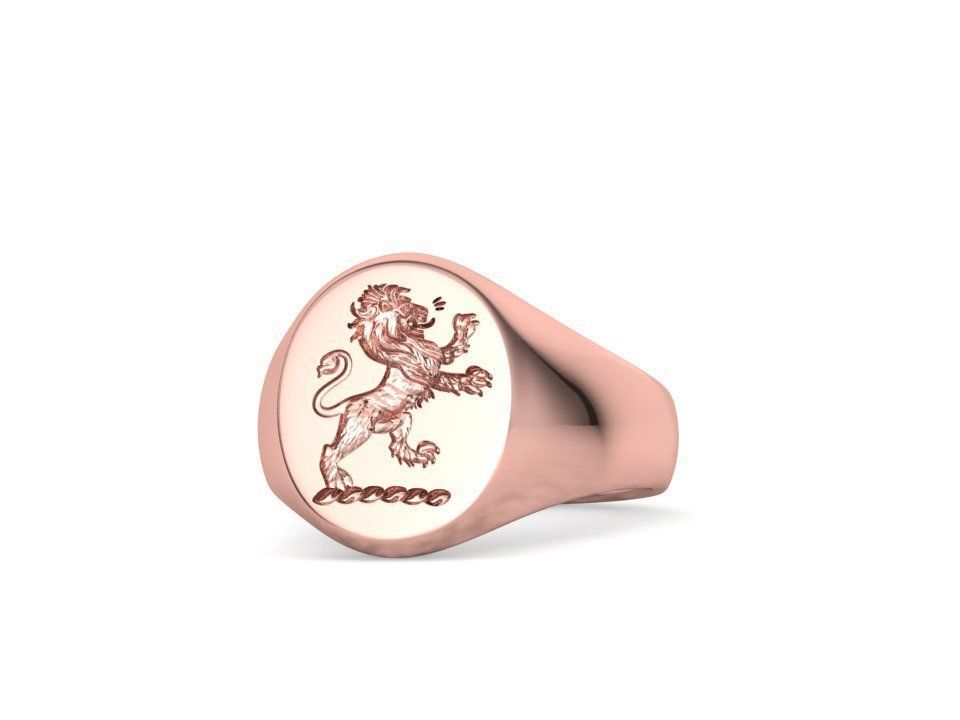 Scottish Rampant Lion Signet Ring Solid Ring 3dmodel 3D print model_3