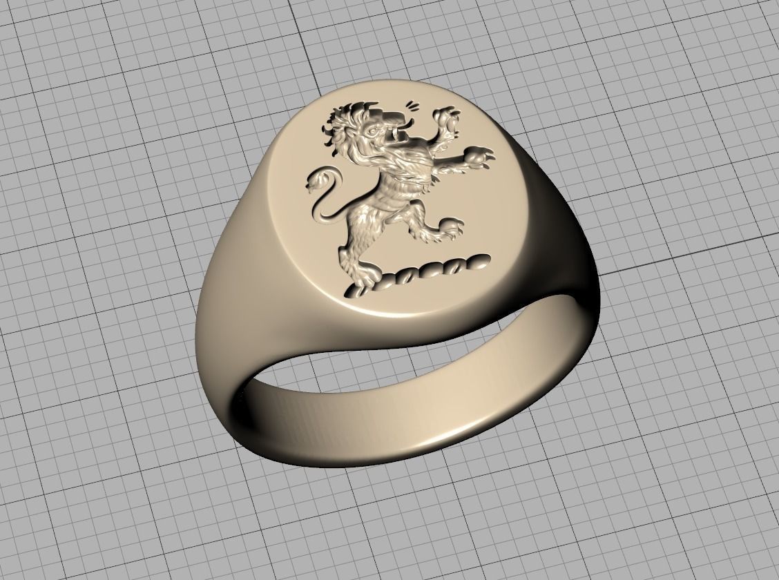 Scottish Rampant Lion Signet Ring Solid Ring 3dmodel 3D print model_17