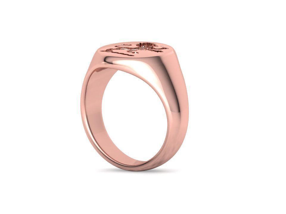 Scottish Rampant Lion Signet Ring Solid Ring 3dmodel 3D print model_24