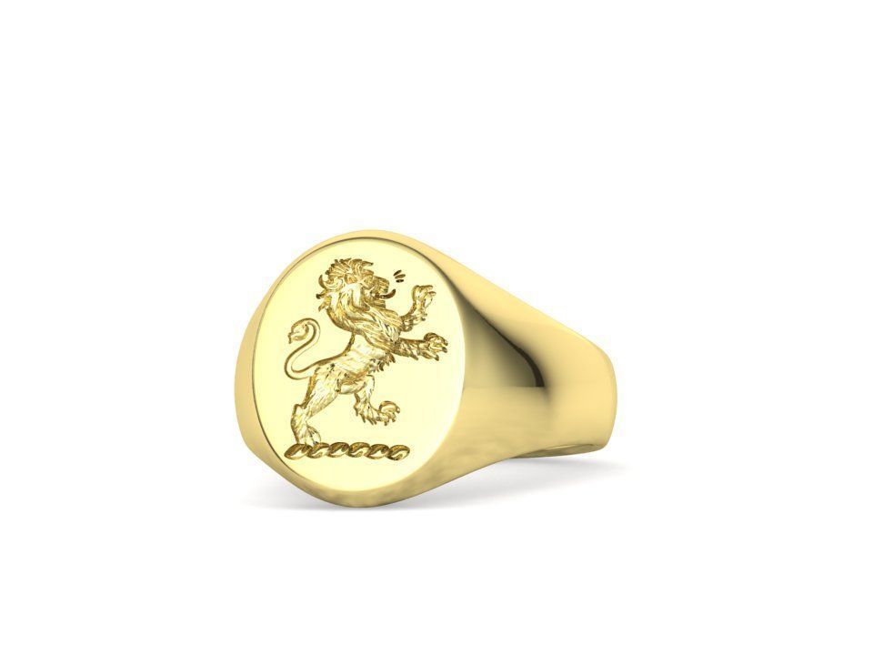 Scottish Rampant Lion Signet Ring Solid Ring 3dmodel 3D print model_4