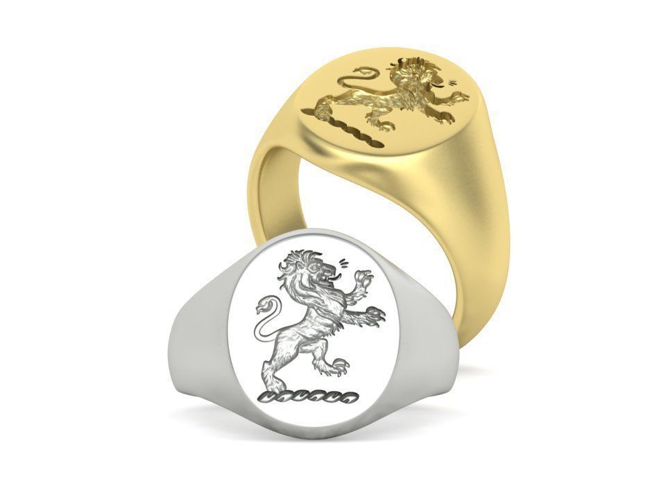 Scottish Rampant Lion Signet Ring Solid Ring 3dmodel 3D print model_1