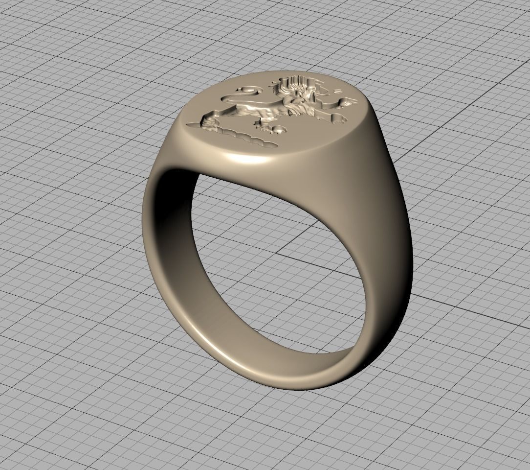 Scottish Rampant Lion Signet Ring Solid Ring 3dmodel 3D print model_18