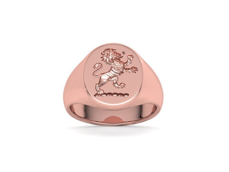 Scottish Rampant Lion Signet Ring Solid Ring 3dmodel 3D print model_6