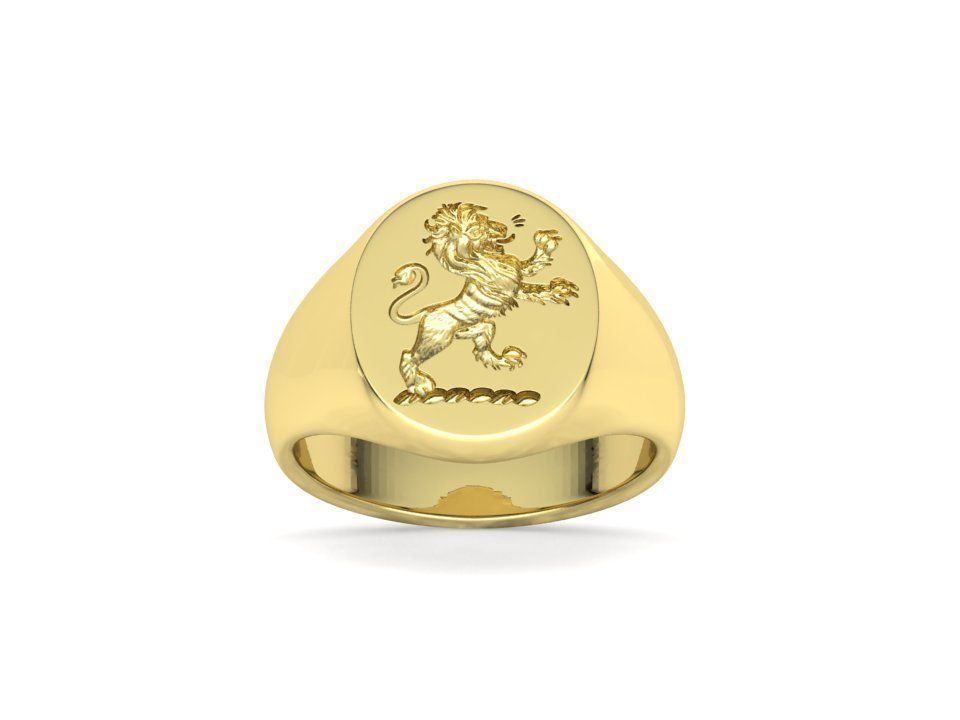 Scottish Rampant Lion Signet Ring Solid Ring 3dmodel 3D print model_7