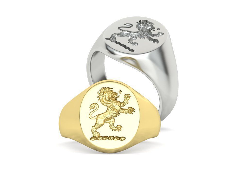 Scottish Rampant Lion Signet Ring Solid Ring 3dmodel 3D print model_2