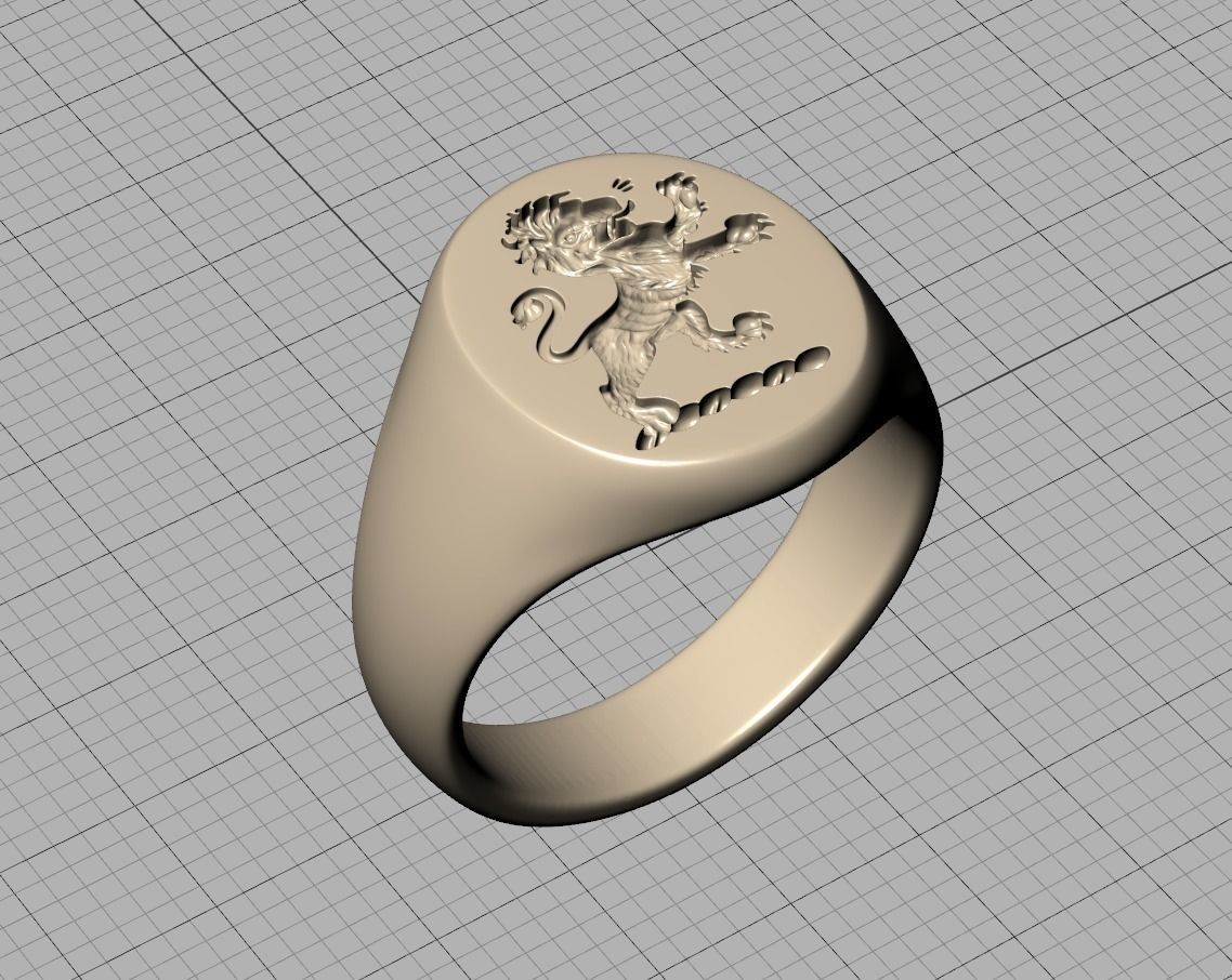 Scottish Rampant Lion Signet Ring Solid Ring 3dmodel 3D print model_19