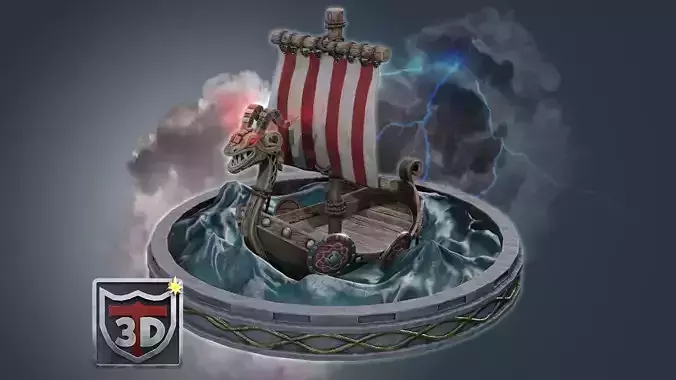 Blender 3 Stylized Viking Boat 3D Model 3D model