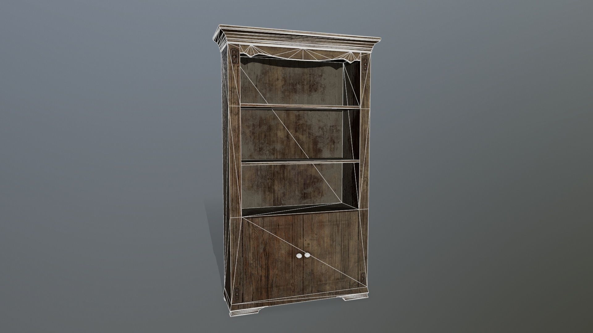 Cupboard 3 wooden bookcase Low-poly 3D model_13