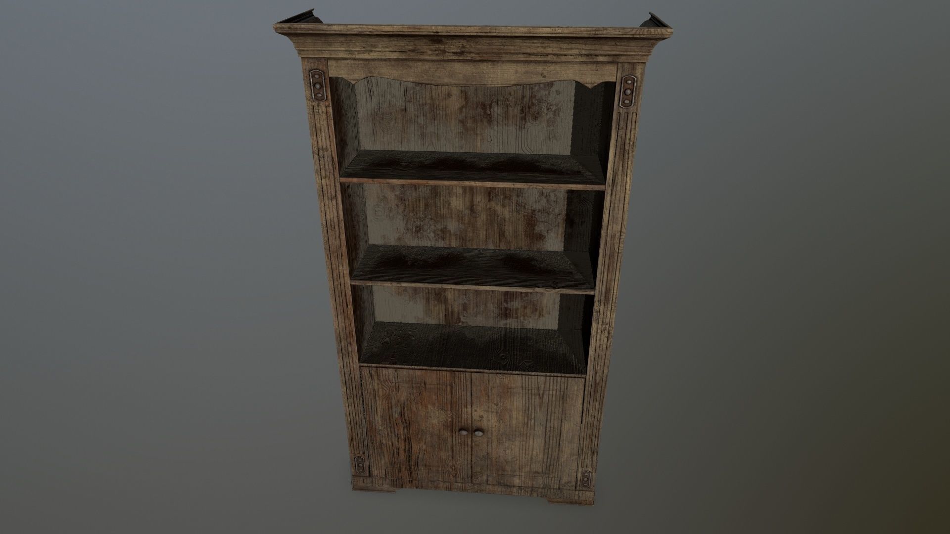 Cupboard 3 wooden bookcase Low-poly 3D model_10