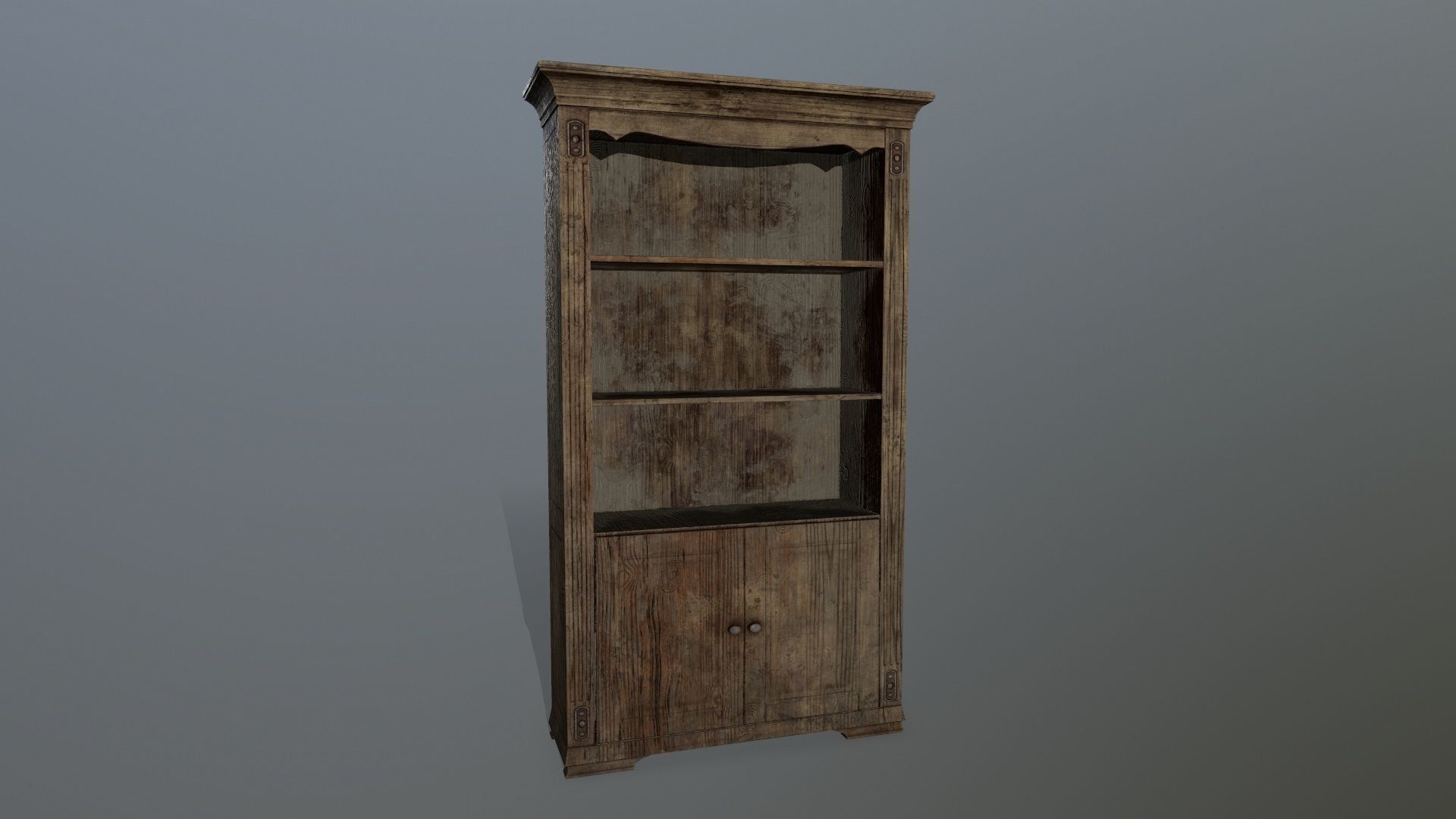Cupboard 3 wooden bookcase Low-poly 3D model_1