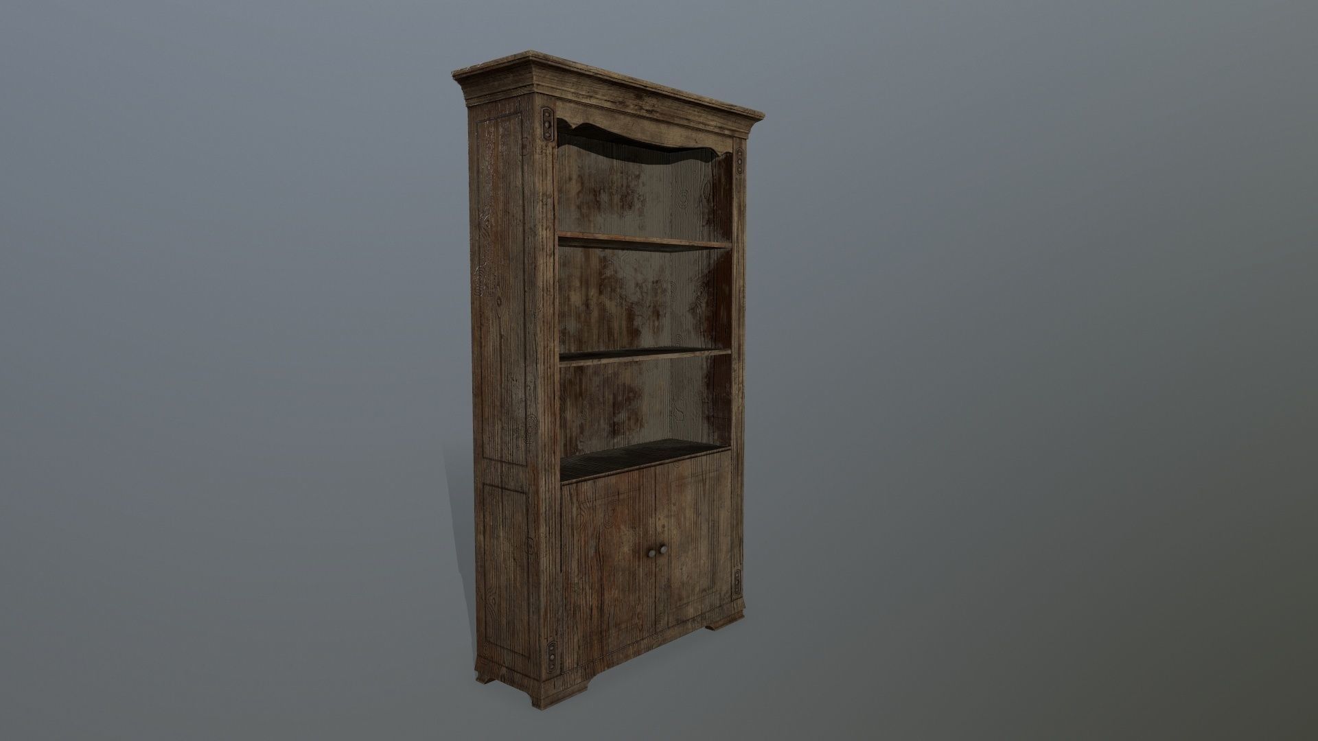 Cupboard 3 wooden bookcase Low-poly 3D model_2