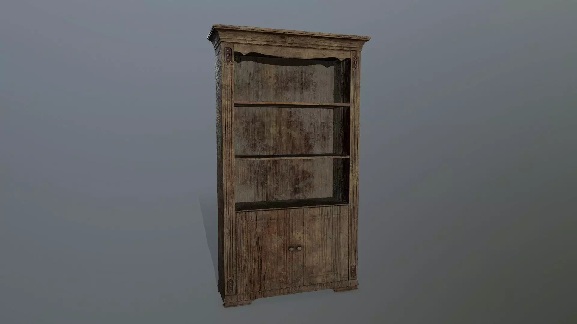 Cupboard 3 wooden bookcase Low-poly 3D model_0
