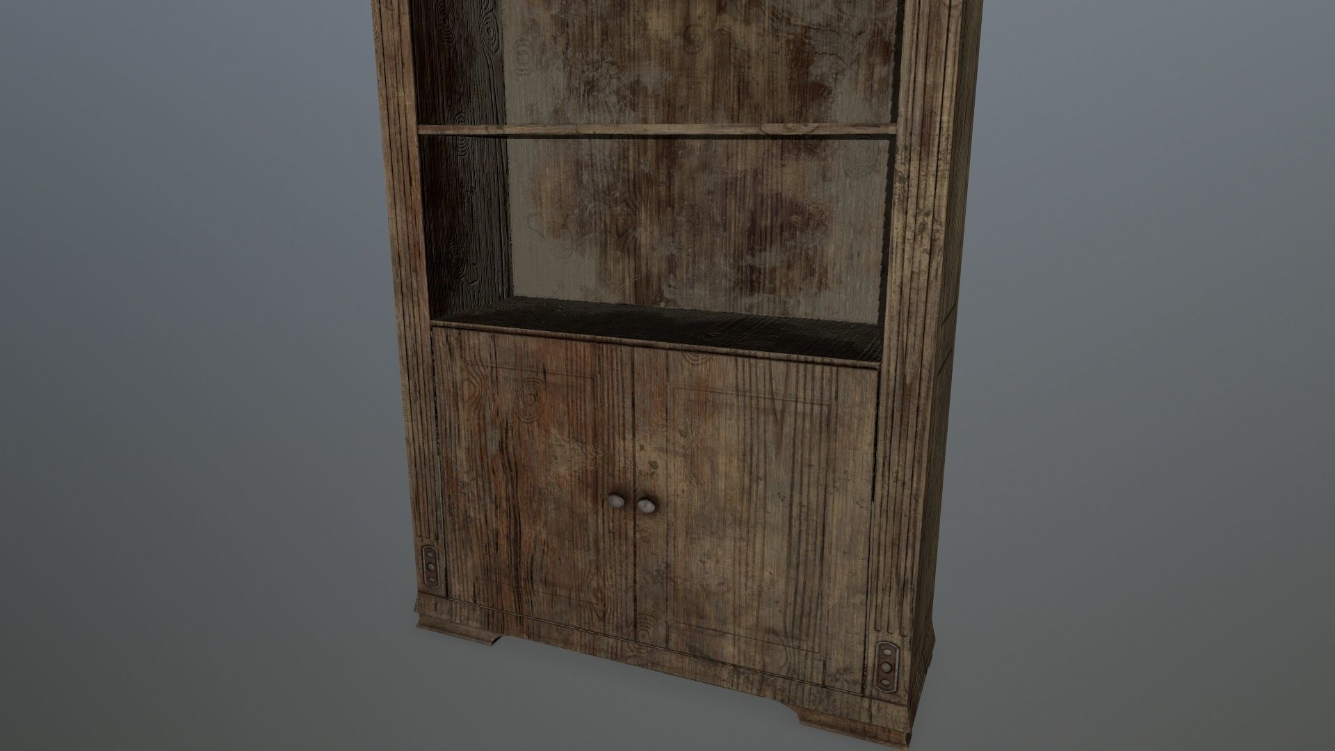 Cupboard 3 wooden bookcase Low-poly 3D model_12