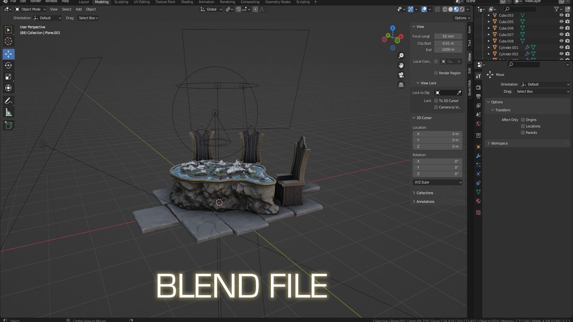 Blender 3  Stylized Map Room  3D Environment  Tutorial 3D model_4