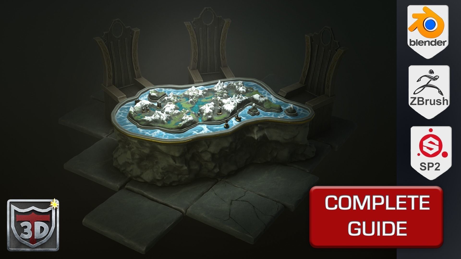 Blender 3  Stylized Map Room  3D Environment  Tutorial 3D model_3