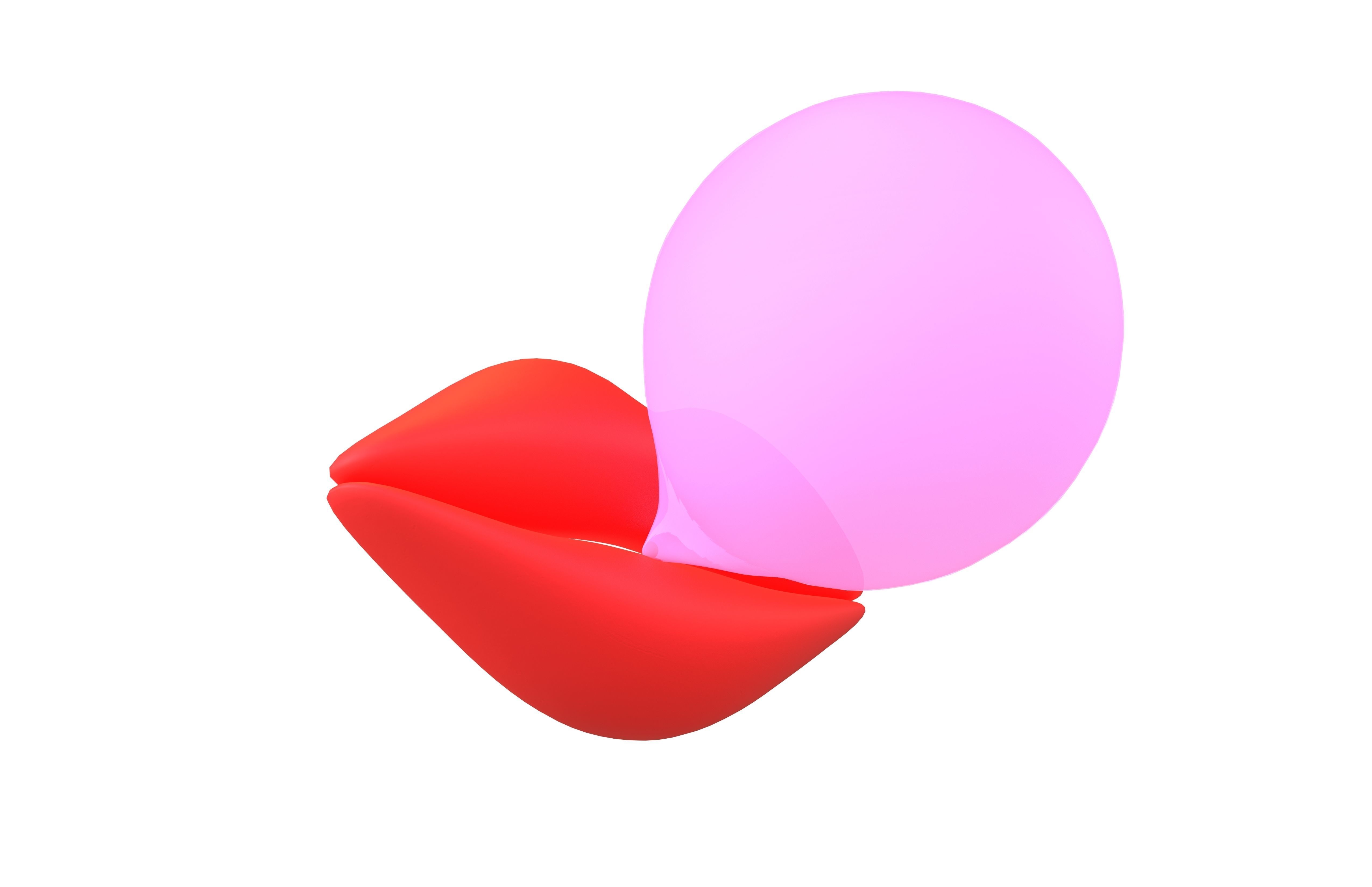 Cartoon Lips With Bubblegum v1 002 Low-poly 3D model_3