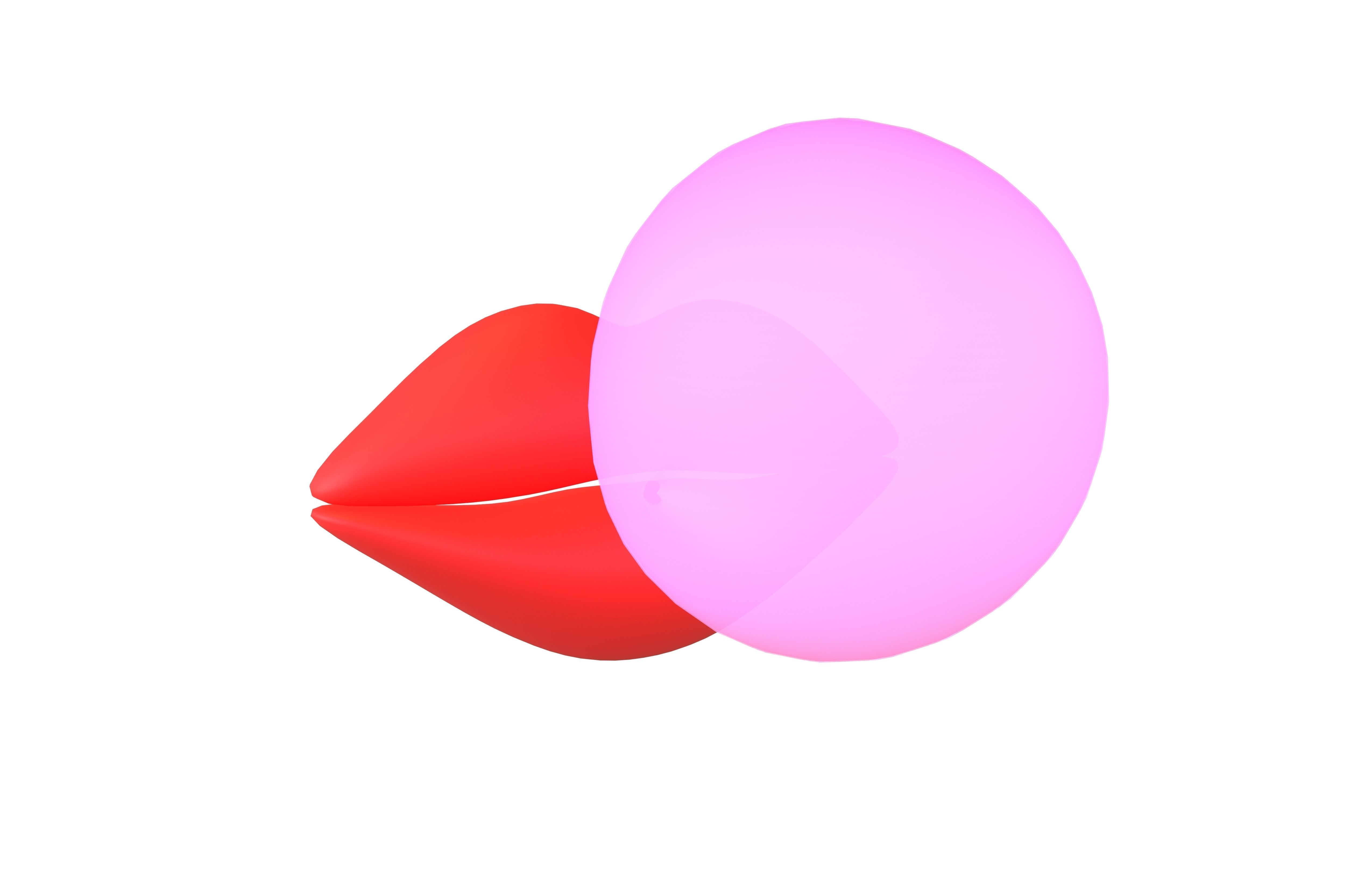 Cartoon Lips With Bubblegum v1 002 Low-poly 3D model_1