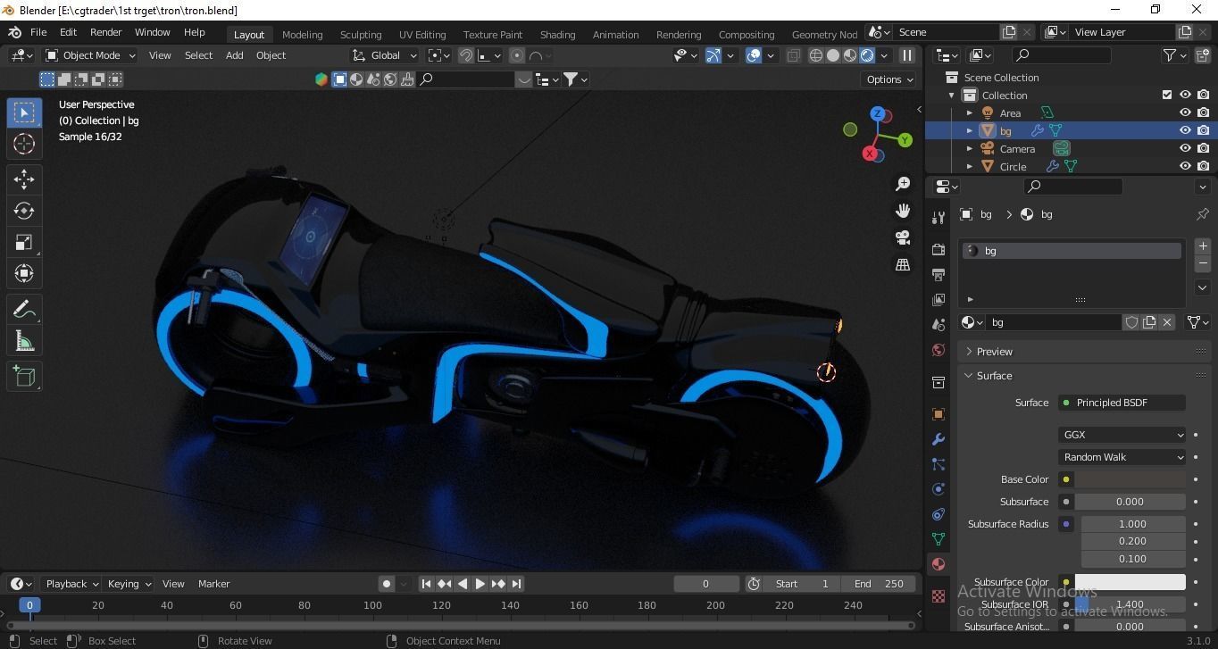 Sci-Fi Tron Bike 3D Model - Perfect for Gaming VFX and Film Low-poly 3D model_11